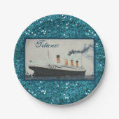 Girly Glam Titanic Saphire Glitter Papieren Bordje (Voorkant)