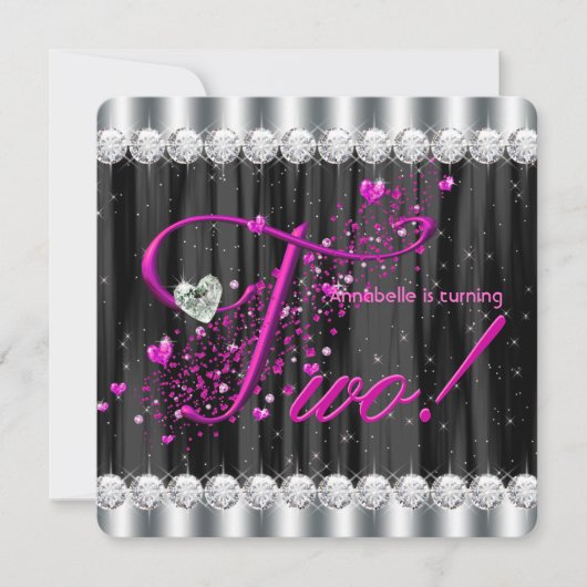 Girly Glam tweede verjaardagsfeestje Kaart (Voorkant)