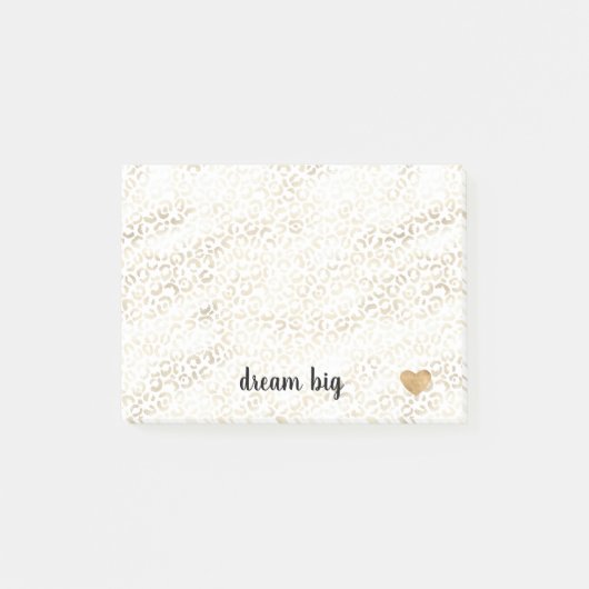 Girly Glam White Glam Leopard Print Heart Post-it® Notes (Voorkant)