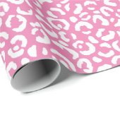 Girly Glam White Pink Leopard Print Cadeaupapier (Rol Hoek)