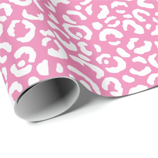 Girly Glam White Pink Leopard Print Cadeaupapier (Rol Hoek)