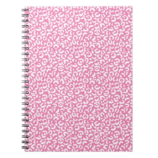 Girly Glam White Pink Leopard Print Notitieboek (Voorkant)