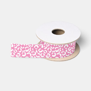 Girly Glam White Pink Leopard Print Satijnen Lint