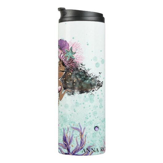 ** Girly Glam Zeemeermin Glitter Zee Schildpad Kor Thermosbeker (Geroteerd rechts)