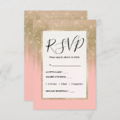 Girly Glamorous Pink Gold Glitter Gestreepte Gradi Informatiekaartje (Voorkant / Achterkant)