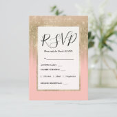 Girly Glamorous Pink Gold Glitter Gestreepte Gradi Informatiekaartje (Staand voorkant)