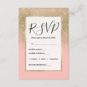 Girly Glamorous Pink Gold Glitter Gestreepte Gradi Informatiekaartje
