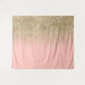 Girly Glamorous Pink Gold Glitter Gestreepte Gradi Wandkleed (Voorkant (horizontaal))