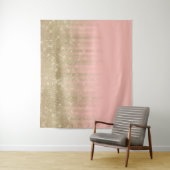 Girly Glamorous Pink Gold Glitter Gestreepte Gradi Wandkleed (In situ)