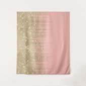 Girly Glamorous Pink Gold Glitter Gestreepte Gradi Wandkleed (Voorkant)