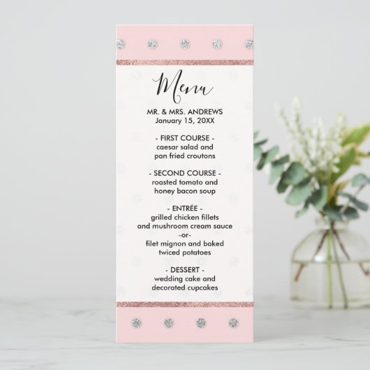 Girly Glamorous Pink Silver Glitter Polka Dots Menu (Staand voorkant)