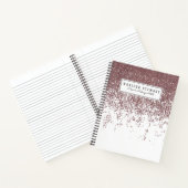 Girly Glamoureuze Faux Roos Gold Glitter White Omb Notitieboek (Binnen)