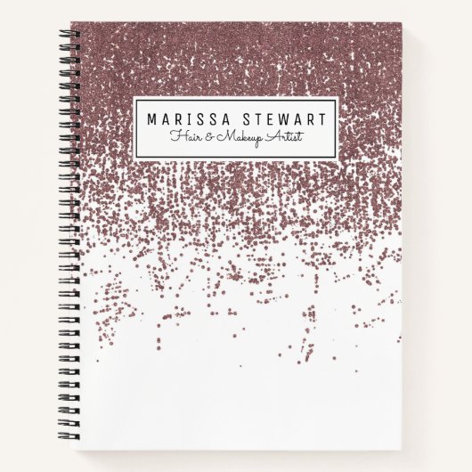 Girly Glamoureuze Faux Roos Gold Glitter White Omb Notitieboek (Voorkant)