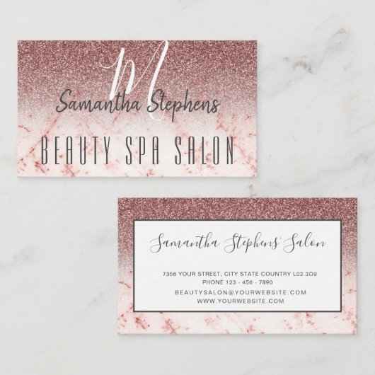 Girly Glamoureuze Pinkish Glittering Hair SPA Salo Visitekaartje (Voorkant / Achterkant)