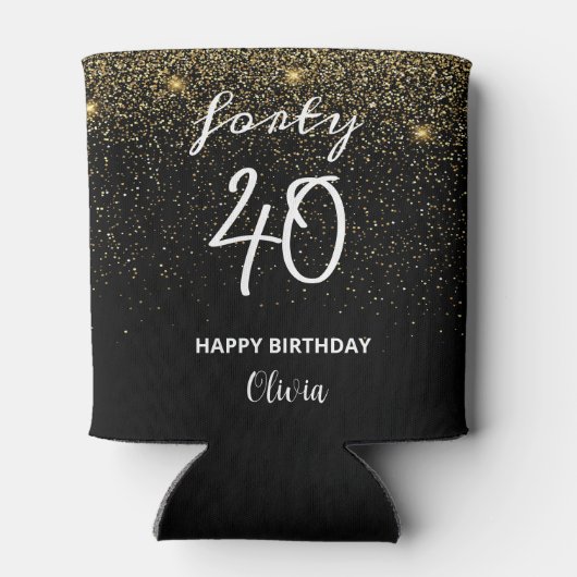 Girly glitter Aangepaste moderne 40e verjaardag Blikjeskoeler (Achterkant)