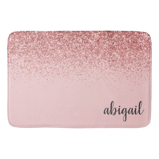 Girly Glitter Blush Pink Modern Monogram Badmat (Voorkant)