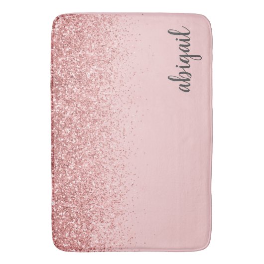 Girly Glitter Blush Pink Modern Monogram Badmat (Voorkant Verticaal)