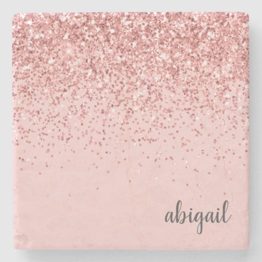 Girly Glitter Blush Pink Moderne Party Stenen Onderzetter (Voorkant)