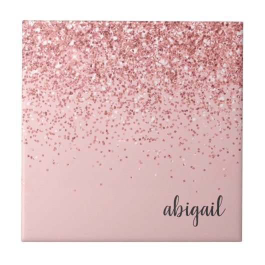 Girly Glitter Blush Pink Moderne Party Tegeltje (Voorkant)