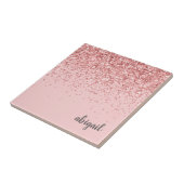 Girly Glitter Blush Pink Moderne Party Tegeltje (Zijkant)