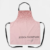 Girly Glitter Blush Roze Eenvoudige Monogram Naam  Schort (Voorkant)
