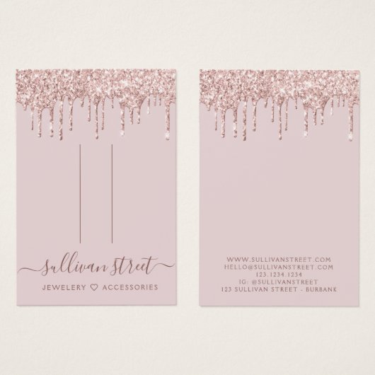 Girly Glitter Drip Hair Clip Jewelry Display Kaart (Voorkant /achterkant)
