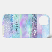 Girly Glitter Faux Holographic | Roze blauw Paars Case-Mate iPhone Case (Achterkant (horizontaal))