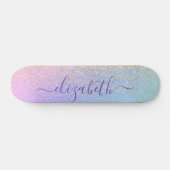 Girly Glitter Gold Confetti Personalized Rainbow Persoonlijk Skateboard (Horizontaal)