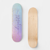Girly Glitter Gold Confetti Personalized Rainbow Persoonlijk Skateboard (Voorkant)