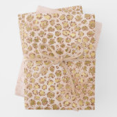 Girly Glitter Gold Peach-kleurenprinter Inpakpapier Vel (In situ)