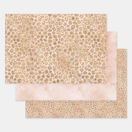 Girly Glitter Gold Peach-kleurenprinter Inpakpapier Vel (Set)