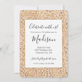 Girly Glitter Gold Peach-kleurenprinter Kaart