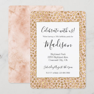 Girly Glitter Gold Peach-kleurenprinter Kaart