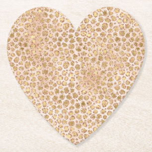 Girly Glitter Gold Peach-kleurenprinter Kartonnen Onderzetters