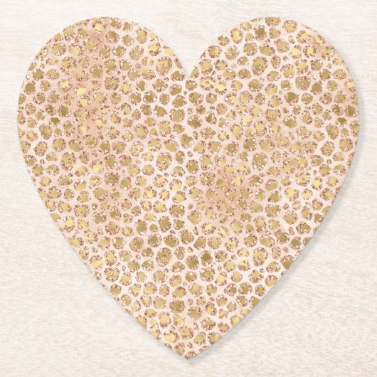 Girly Glitter Gold Peach-kleurenprinter Kartonnen Onderzetters (Voorkant)