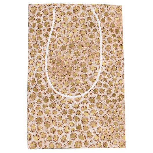 Girly Glitter Gold Peach-kleurenprinter Medium Cadeauzakje (Voorkant)