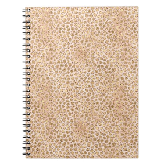Girly Glitter Gold Peach-kleurenprinter Notitieboek (Voorkant)