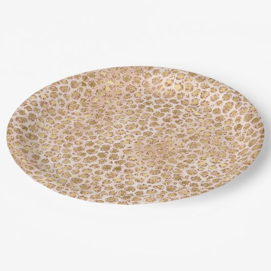 Girly Glitter Gold Peach-kleurenprinter Papieren Bordje (Gekanteld)