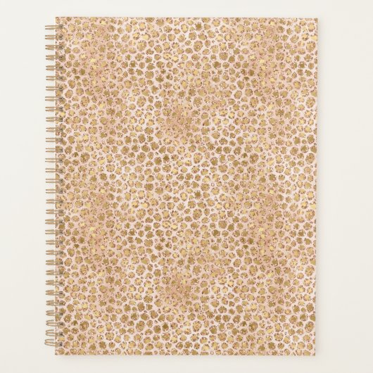 Girly Glitter Gold Peach-kleurenprinter Planner (Voorkant)