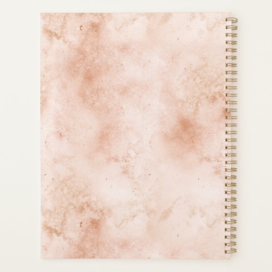 Girly Glitter Gold Peach-kleurenprinter Planner (Achterkant)