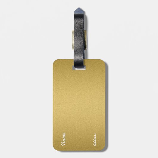 Girly Glitter Gold Polka Dots Pattern Black Bagagelabel (Achterkant verticaal)