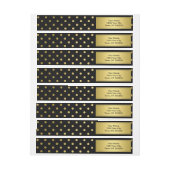 Girly Glitter Gold Polka Dots Pattern Black Omwikkelbaar Adreslabel (Vel)