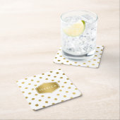Girly Glitter Gold Polka Dots Pattern Monogram Kartonnen Onderzetters (Insitu)