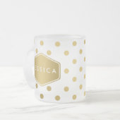 Girly Glitter Gold Polka Dots Pattern Monogram Matglas Koffiemok (Voorkant links)
