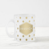 Girly Glitter Gold Polka Dots Pattern Monogram Matglas Koffiemok (Links)