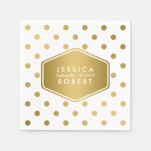 Girly Glitter Gold Polka Dots Pattern Monogram Servet (Voorkant)