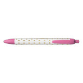 Girly Glitter Gold Polka Dots Pattern Monogram Zwarte Inkt Pen (Achterkant)