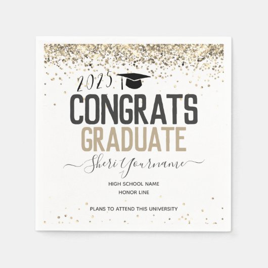 Girly Glitter Graduation Party Elk jaar luiers Servet (Voorkant)