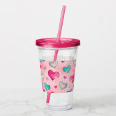Girly Glitter Hearts Acryl Drinkbeker (Achterkant)