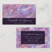 Girly Glitter Lavendar Pink Script Visitekaartje (Voorkant / Achterkant)